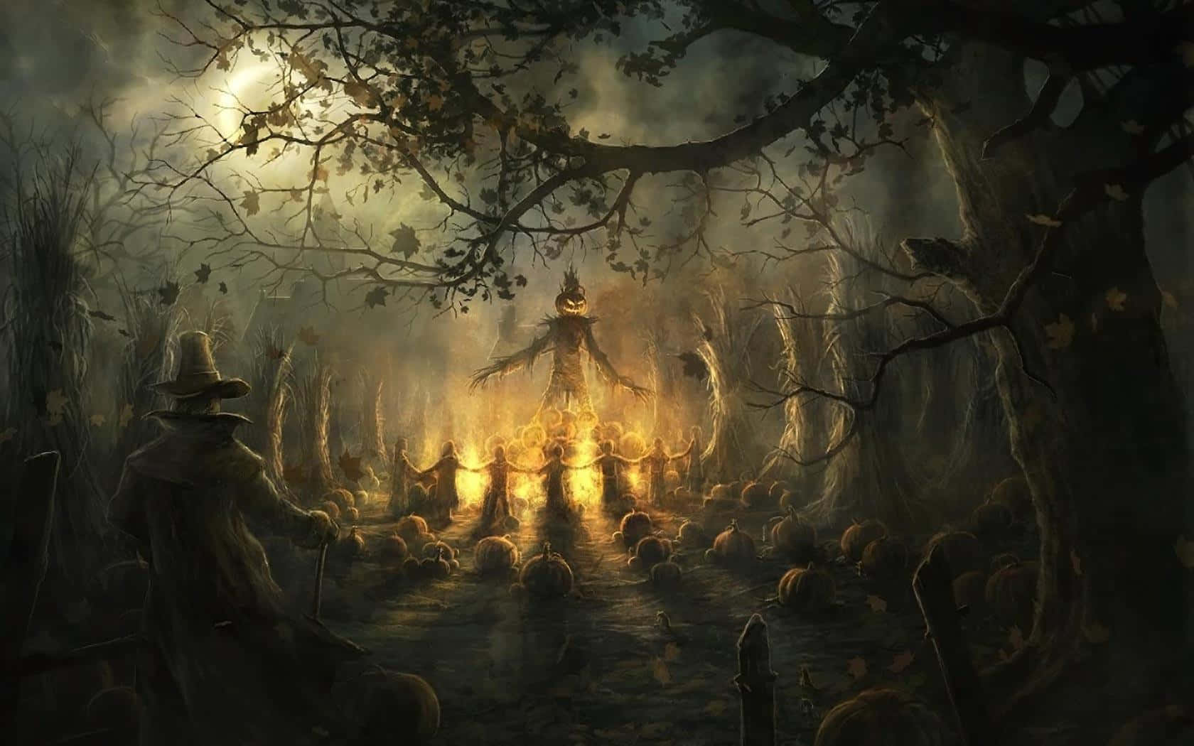 Explore The Unknown And Spooky Side Of Nature With A Trip To A Haunted Forest. Wallpaper