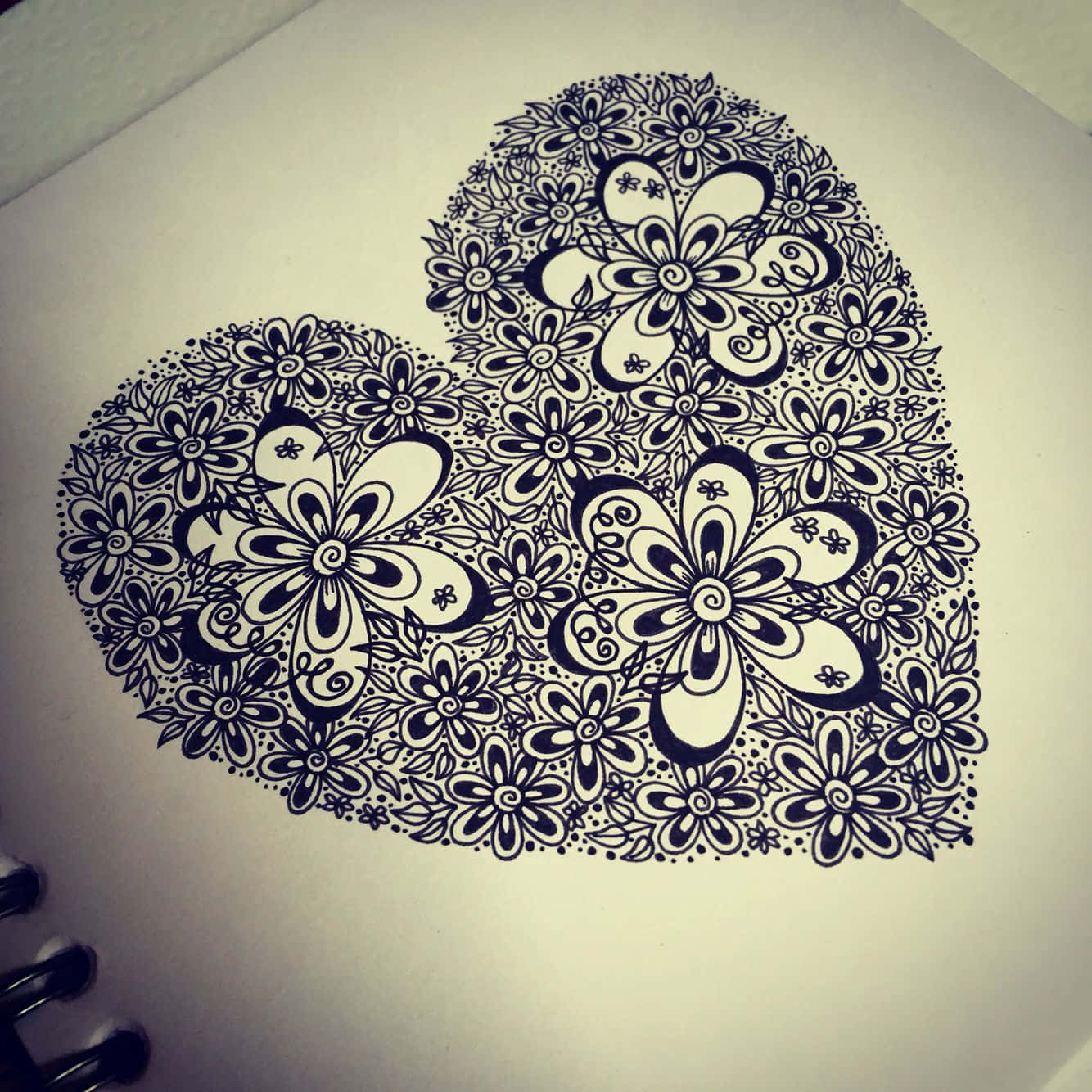 Expressive Heart Doodle On A Crumpled Page Wallpaper