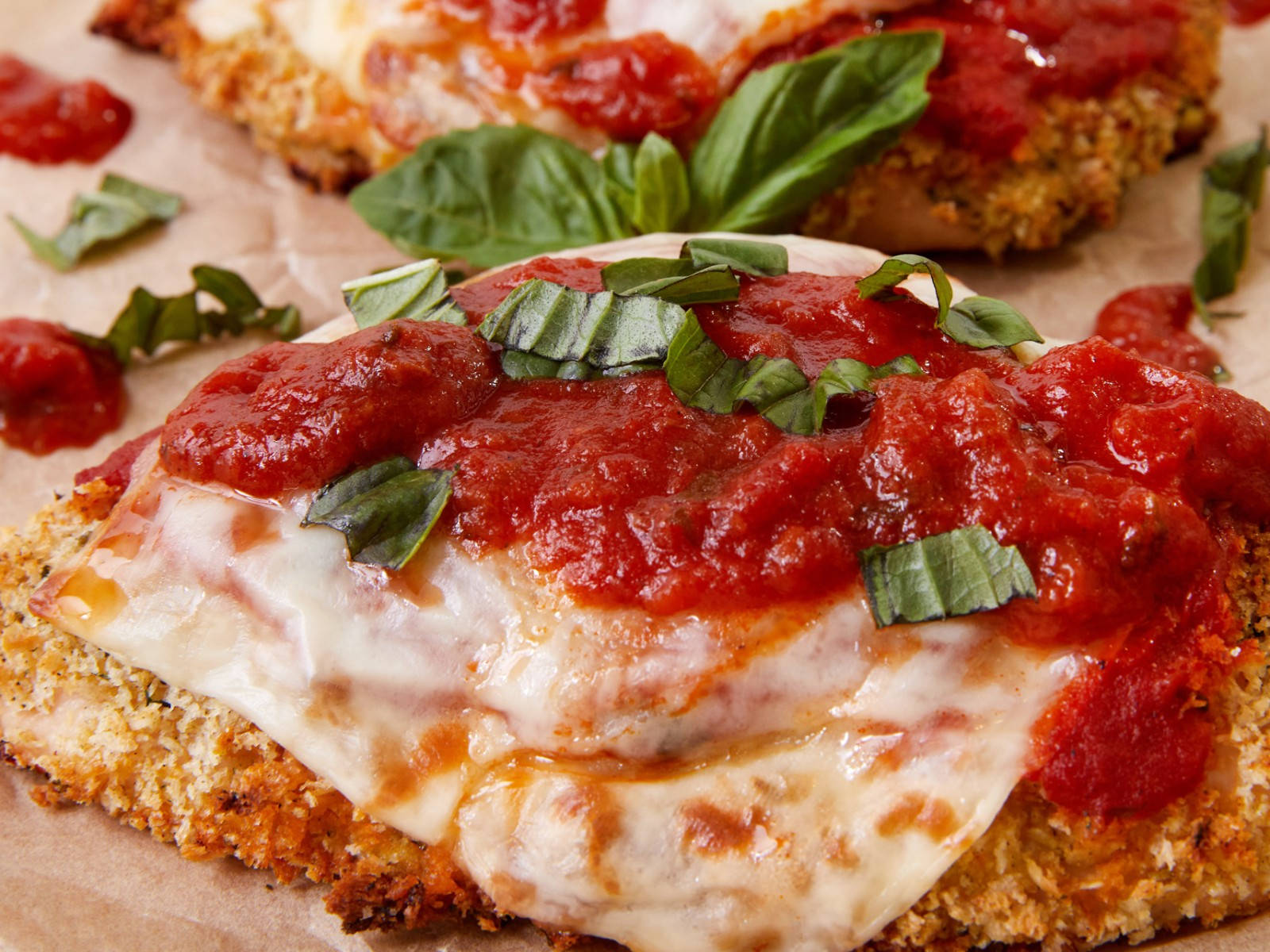 Exquisite Baked Crispy Chicken Parmigiana Dish Wallpaper