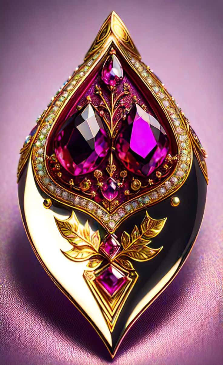 Exquisite Purple Gemstone Brooch Wallpaper