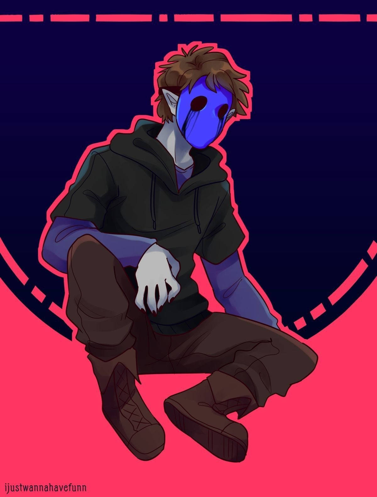 Eyeless Jack Pink Digital Art Wallpaper