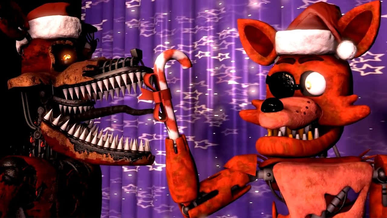 F N A F Christmas Foxy Duo Wallpaper