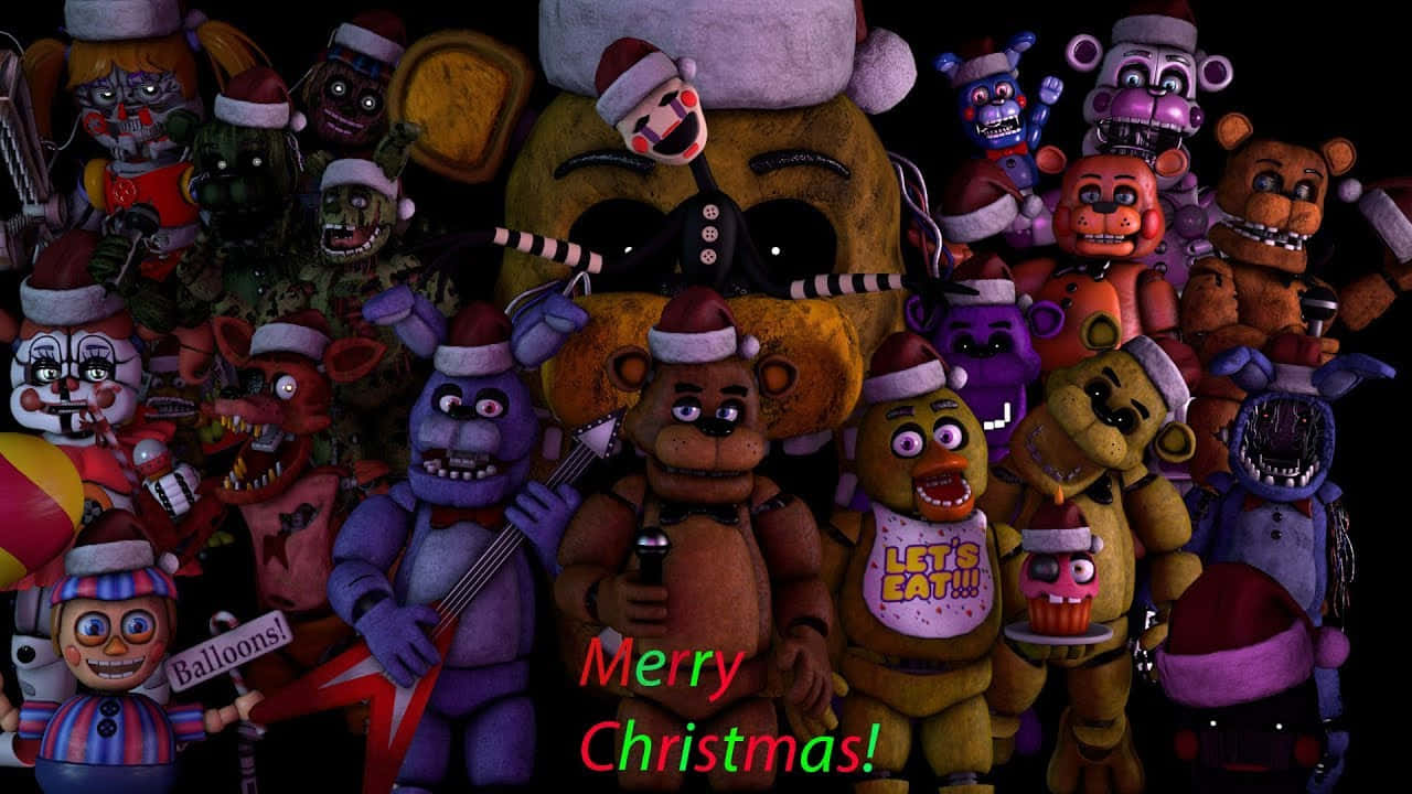 F N A F Christmas Gathering Wallpaper