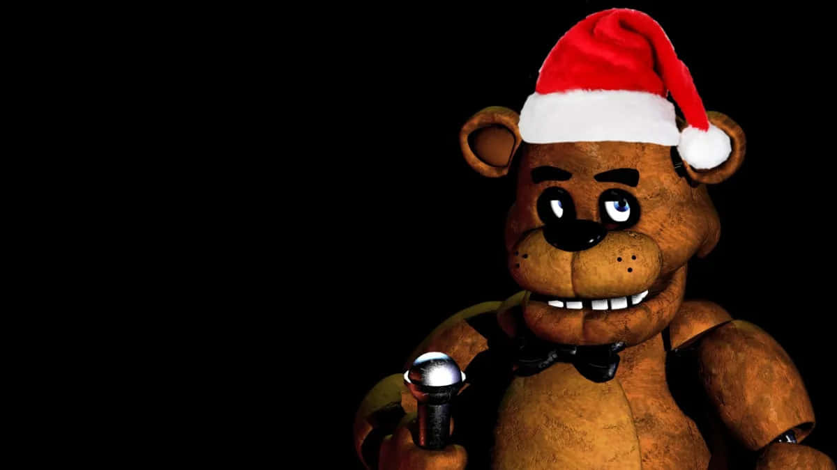 F N A F Freddy Fazbear Christmas Hat Wallpaper