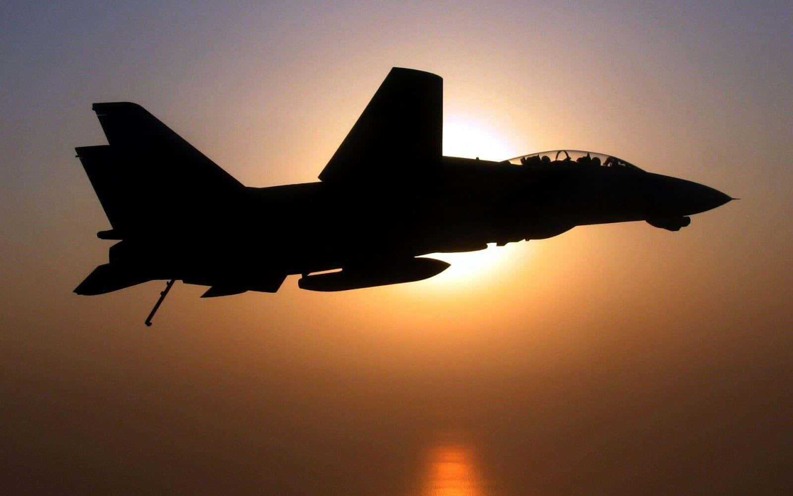 F14 Jet Silhouetteat Sunset Wallpaper