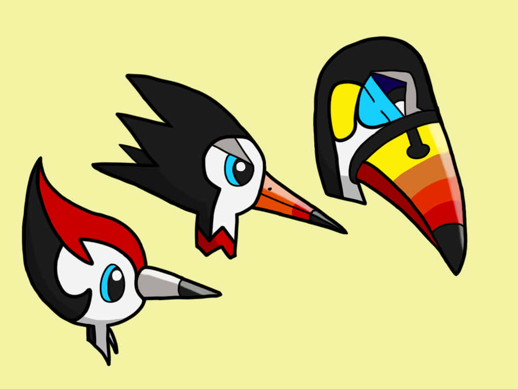 Faces Of Pikipek, Trumbeak, And Toucannon Wallpaper