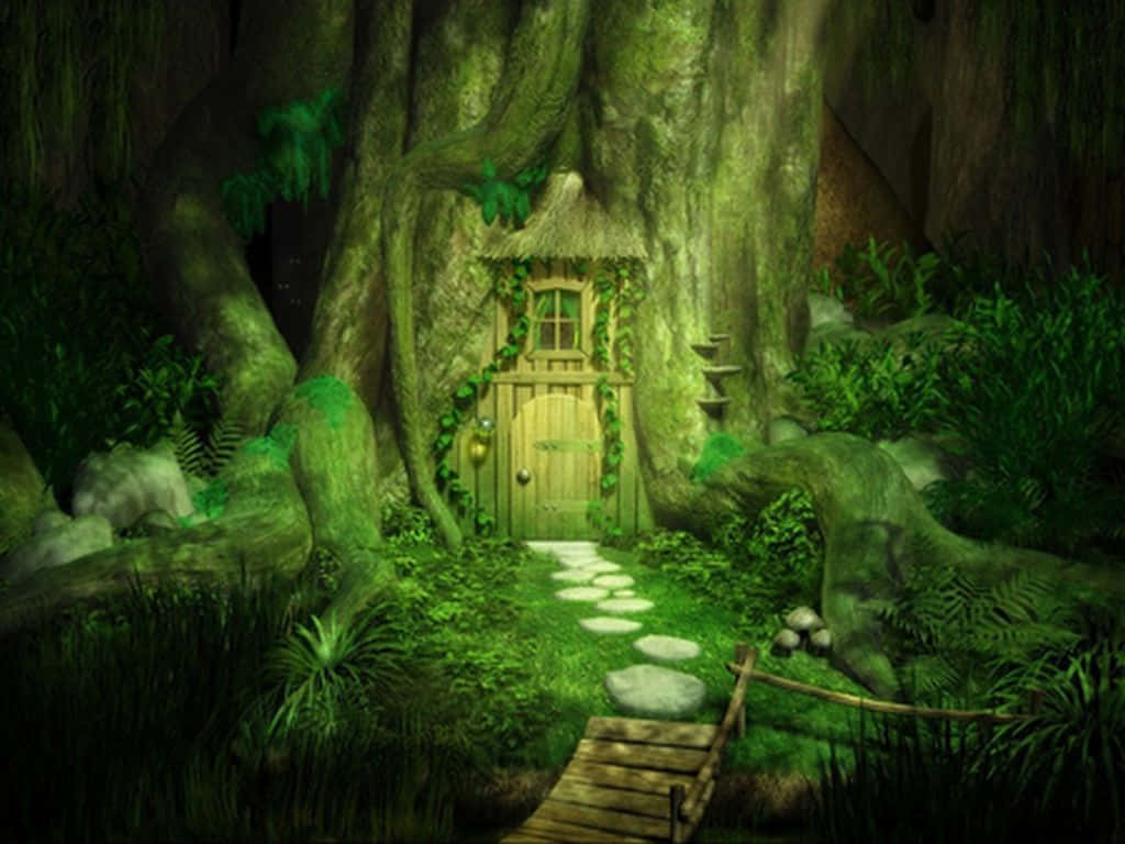 Fairy Forest Tree House Wallpaper