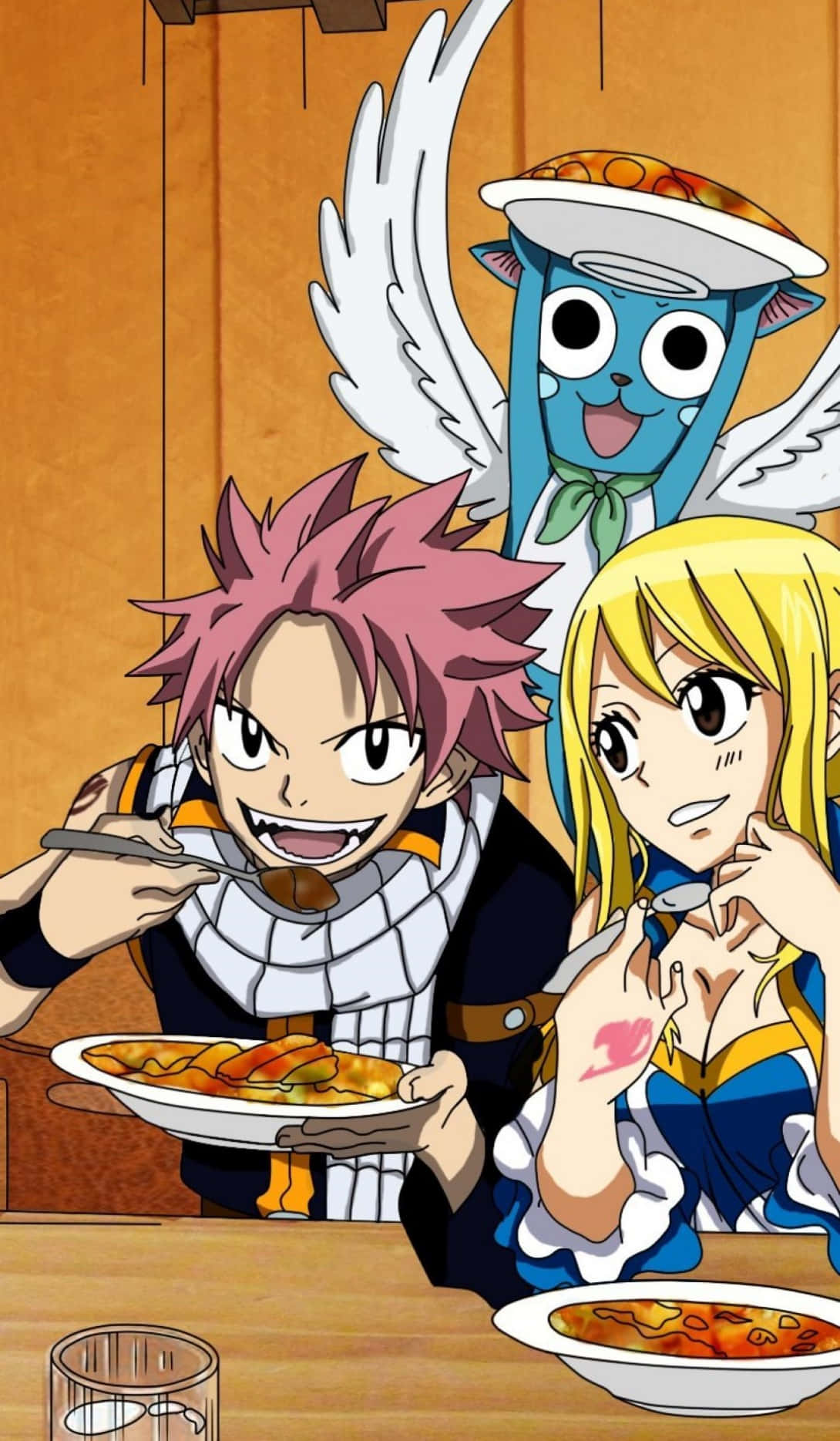 Fairy Tail Iphone Natsu Dragneel Lucy Heartfilia Cat Wallpaper