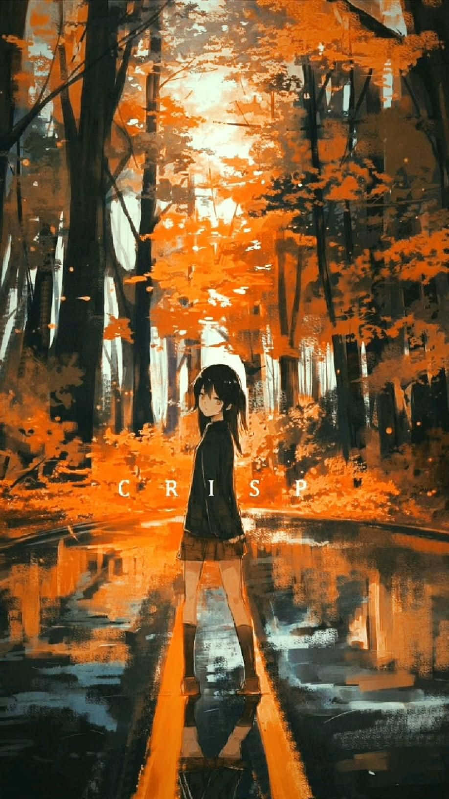 Fall Anime Girl With Reflection Wallpaper