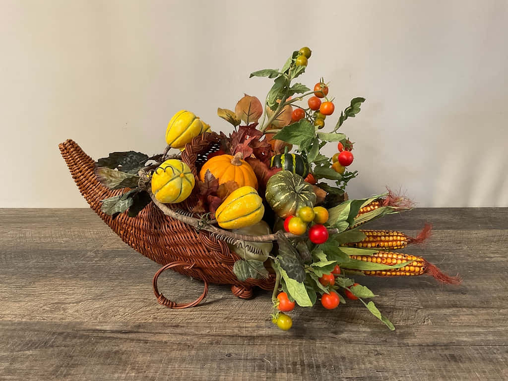 Fall Cornucopia Overflowing With Harvest Bounty Wallpaper