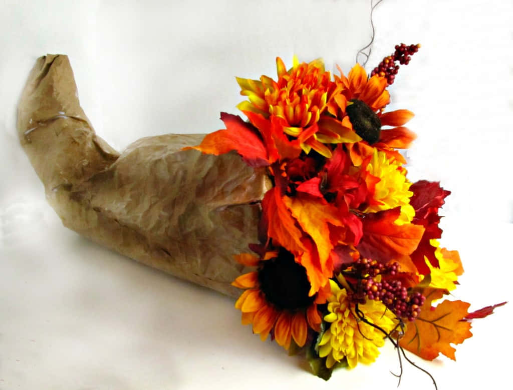 Fall Cornucopia With Autumn Harvest Wallpaper