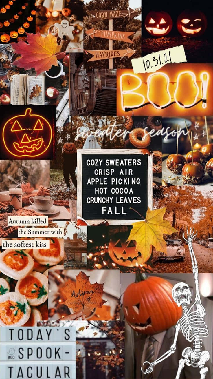 Fall Halloween Collage Aesthetic Wallpaper