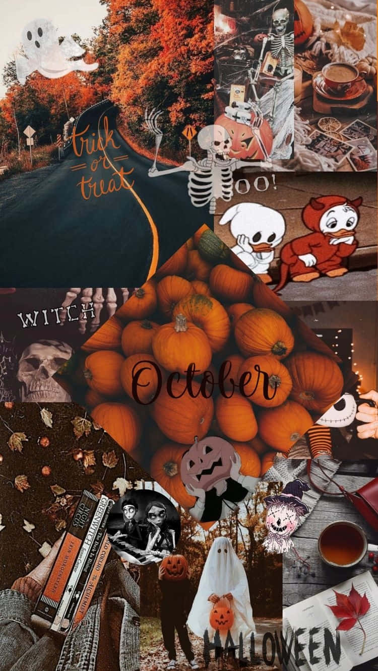 Fall Halloween Collage Aesthetic Wallpaper