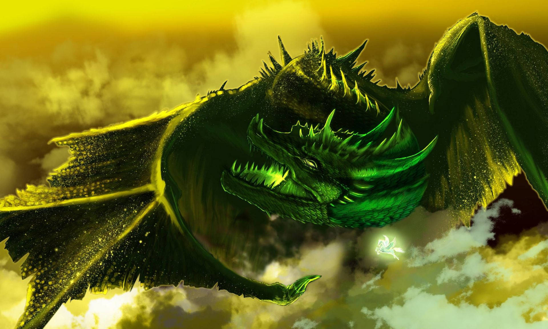 Fantastic Green Earth Dragon Art Wallpaper