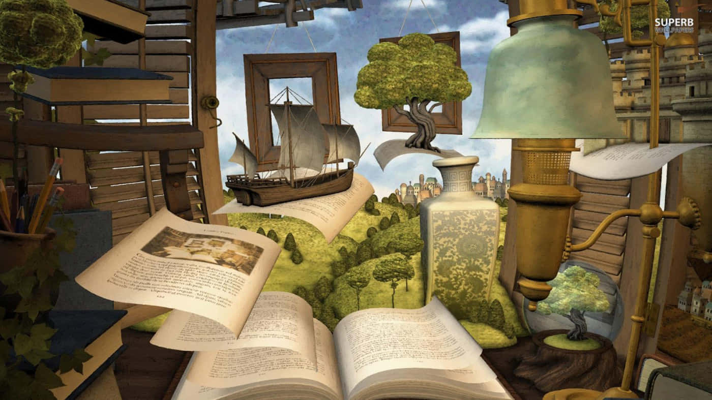 Fantasy Book World Escape Wallpaper