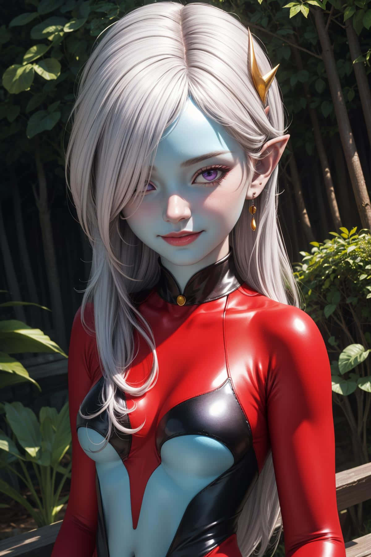 Fantasy Elf Portraitin Red Suit Wallpaper