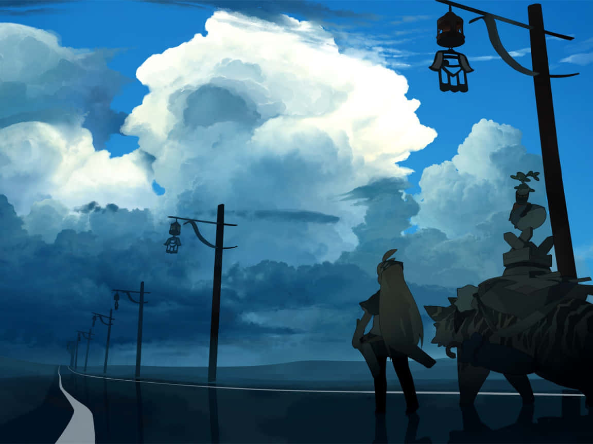 Fascinating Cloud Scene In Subtle Anime Wallpaper