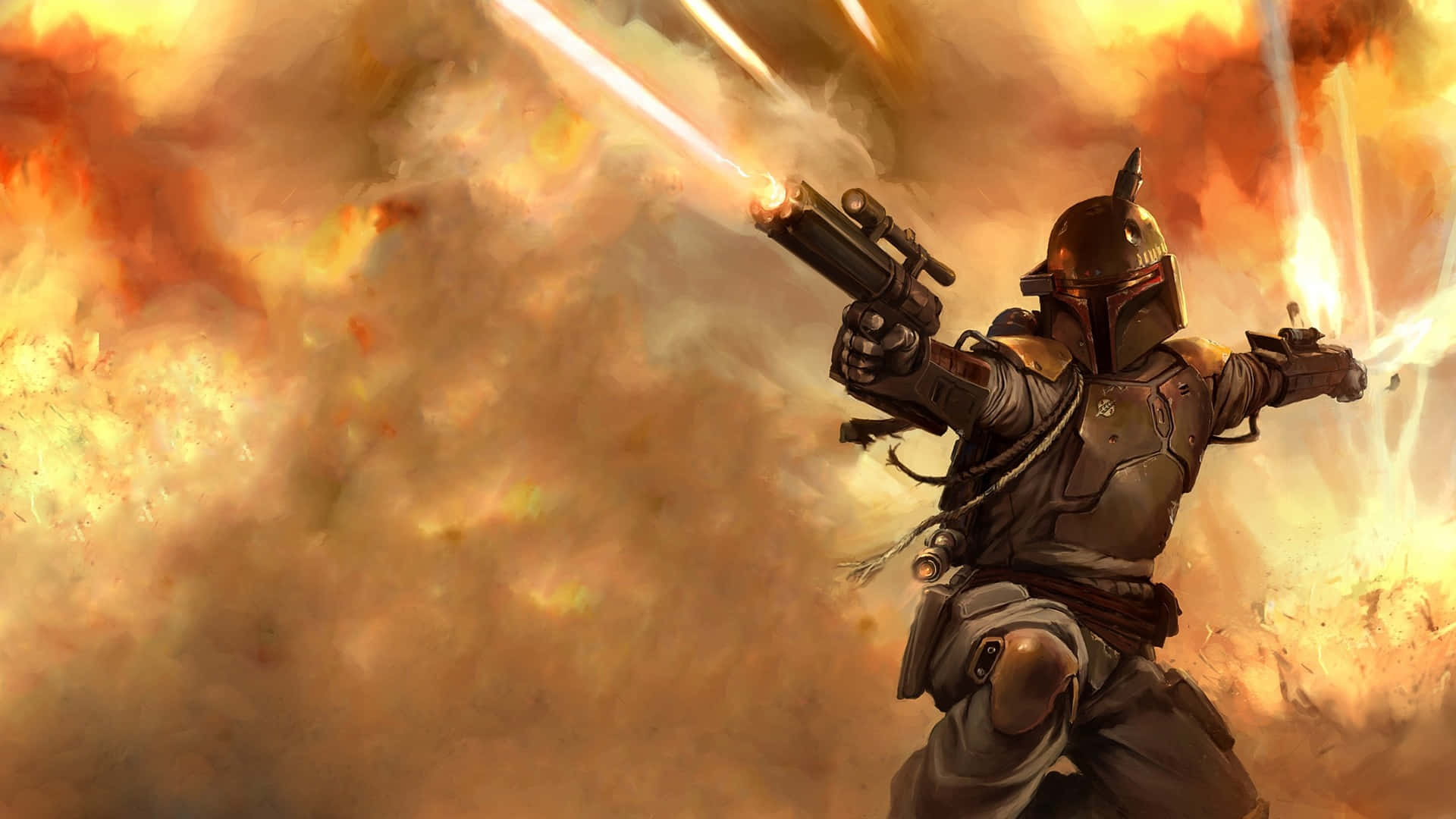 Fearless Jango Fett In Action Wallpaper