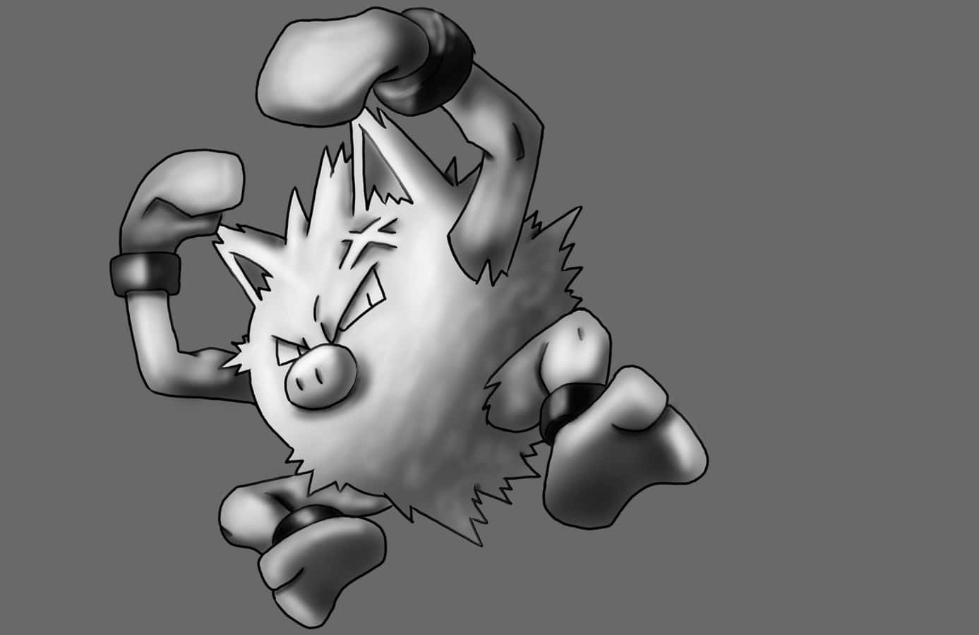 Fearless Primeape - Pokemon In Monochrome Theme Wallpaper