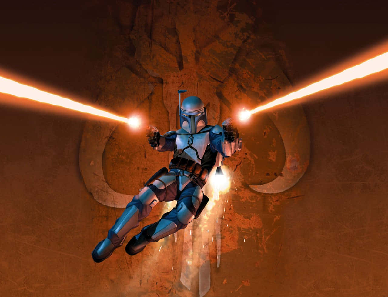 Fearsome Jango Fett In Action Wallpaper