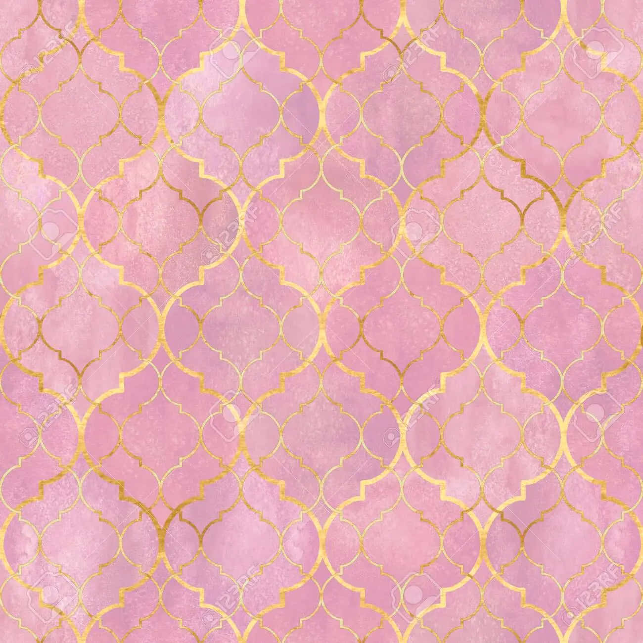 Features A Light Pink And Gold Theme Wallpaper