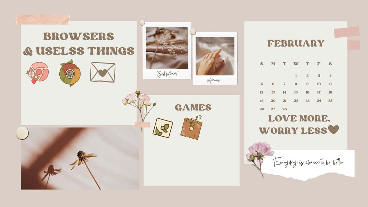 February Aesthetic Collage Desktop Wallpaper Wallpaper