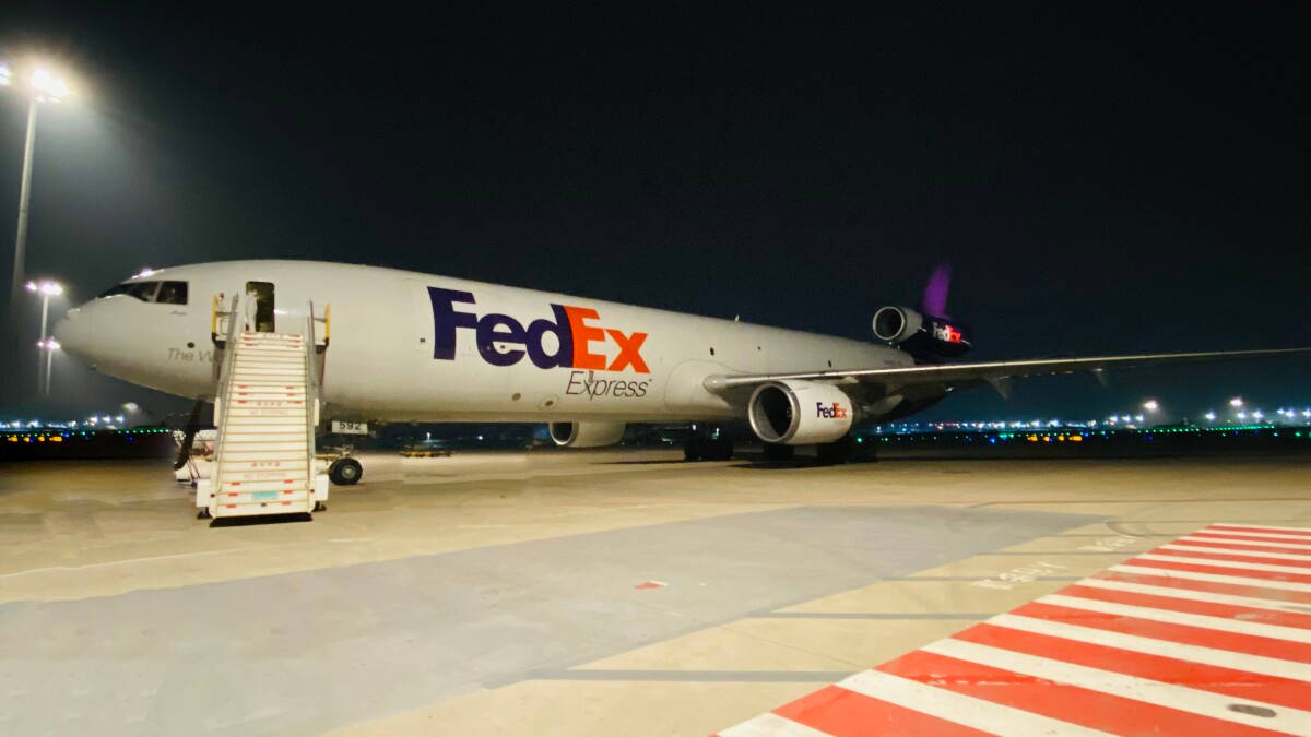 Fedex Aircraft In Landing Zone Wallpaper