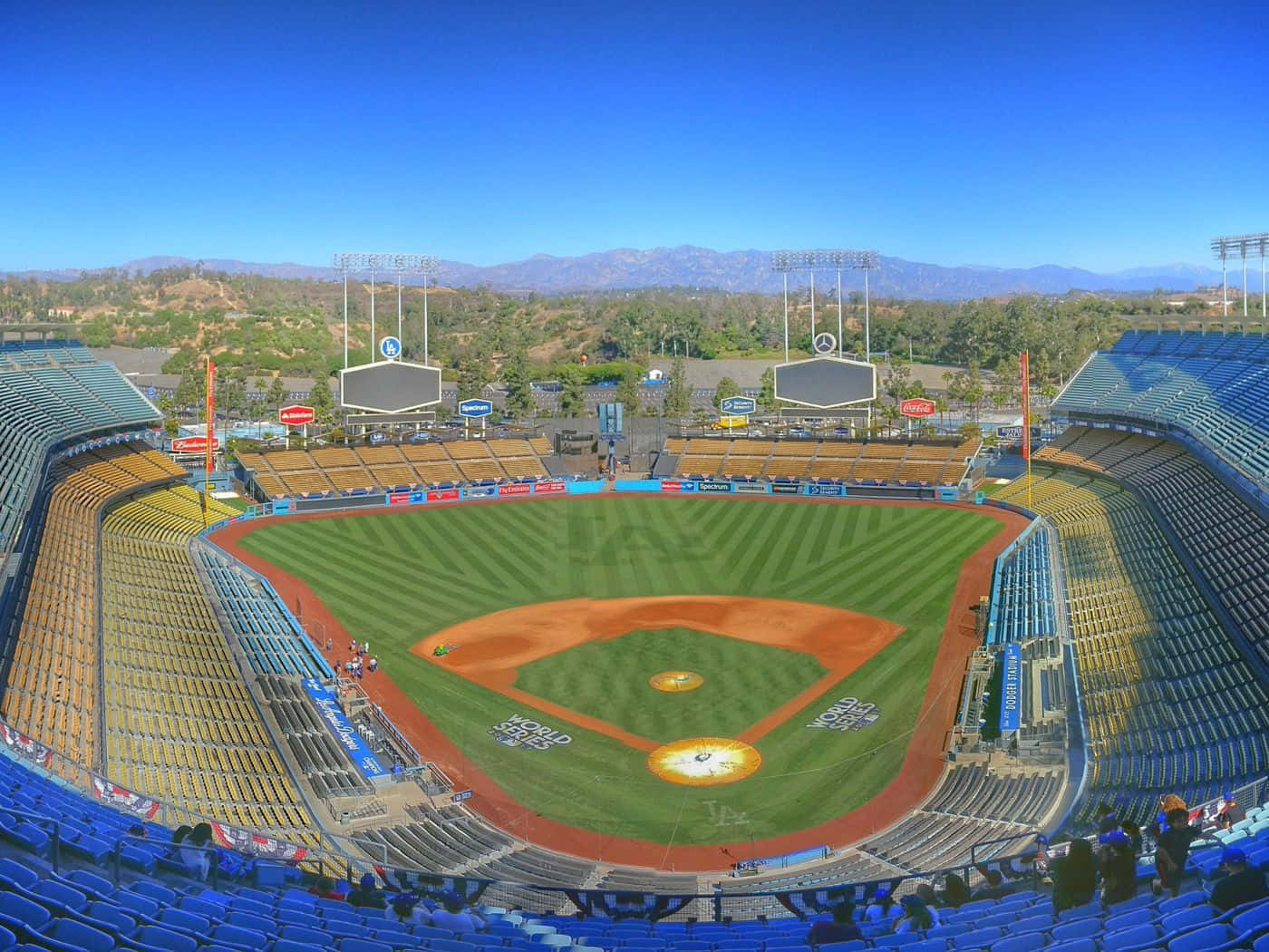 Feel The Excitement Of A Dodger Game At Dodgers Stadium Wallpaper