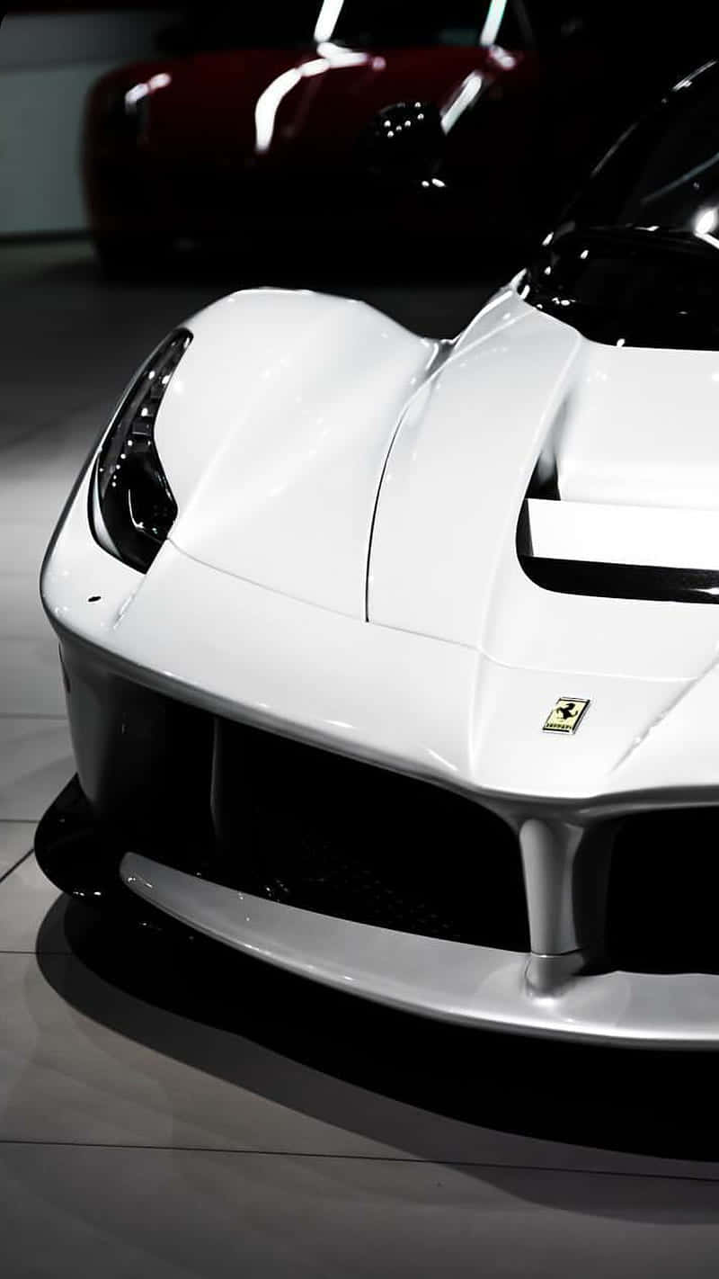 Feel The Power Of The Streets With This White Ferrari Iphone Wallpaper