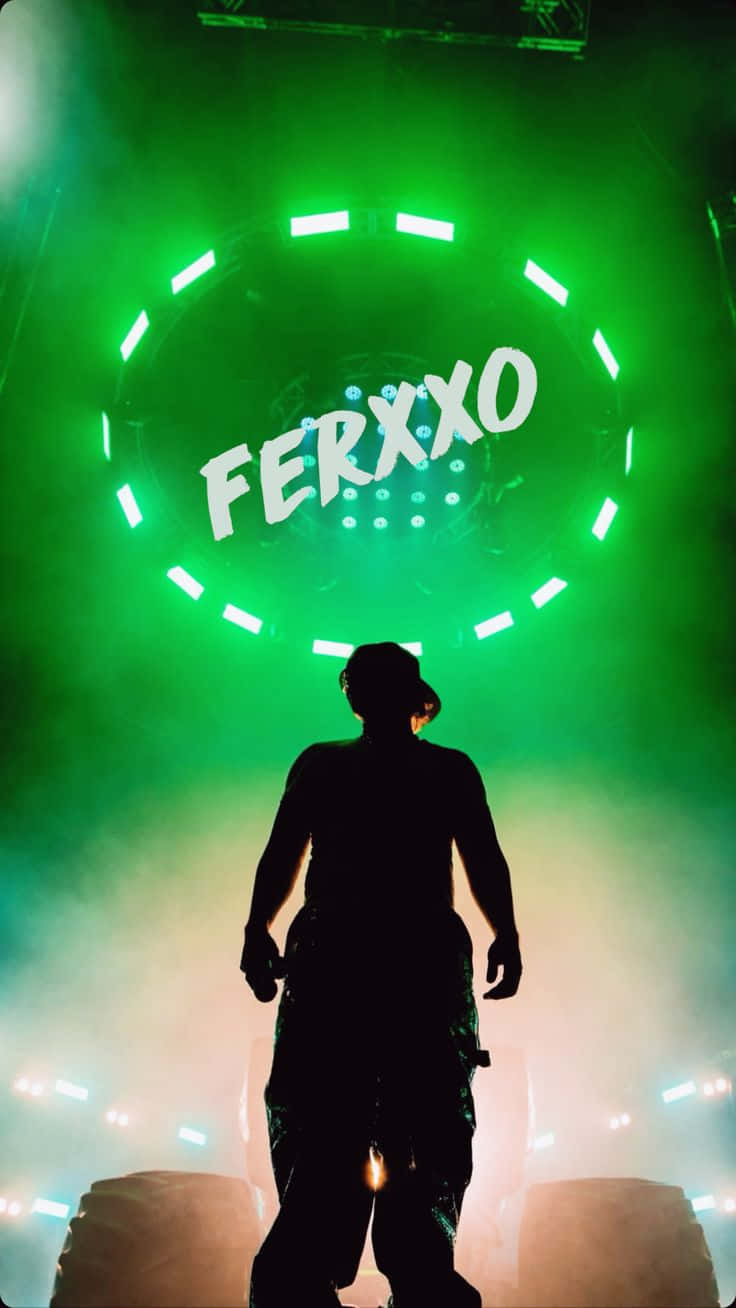 Feid Concert Silhouette Green Lights Wallpaper