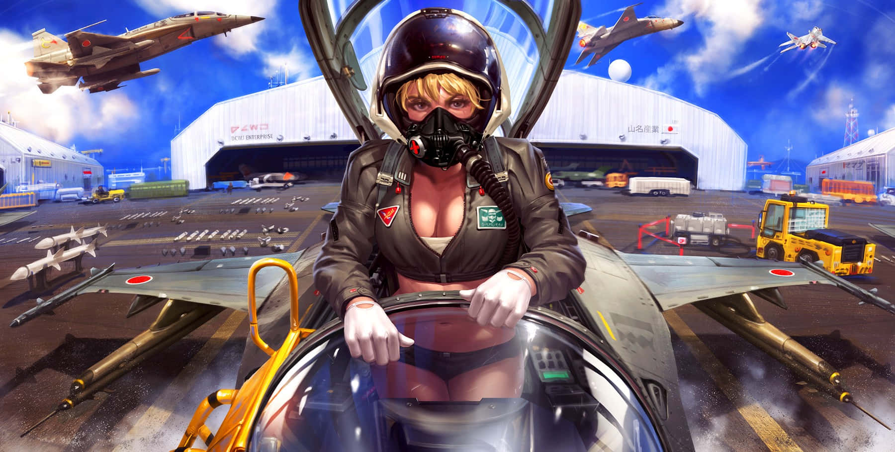 Female Pilot Drawing Art Wallpaper