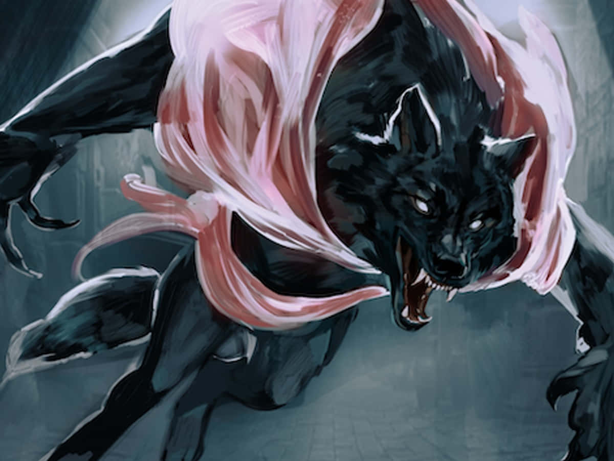 Ferocious Anime Black Wolf Wallpaper