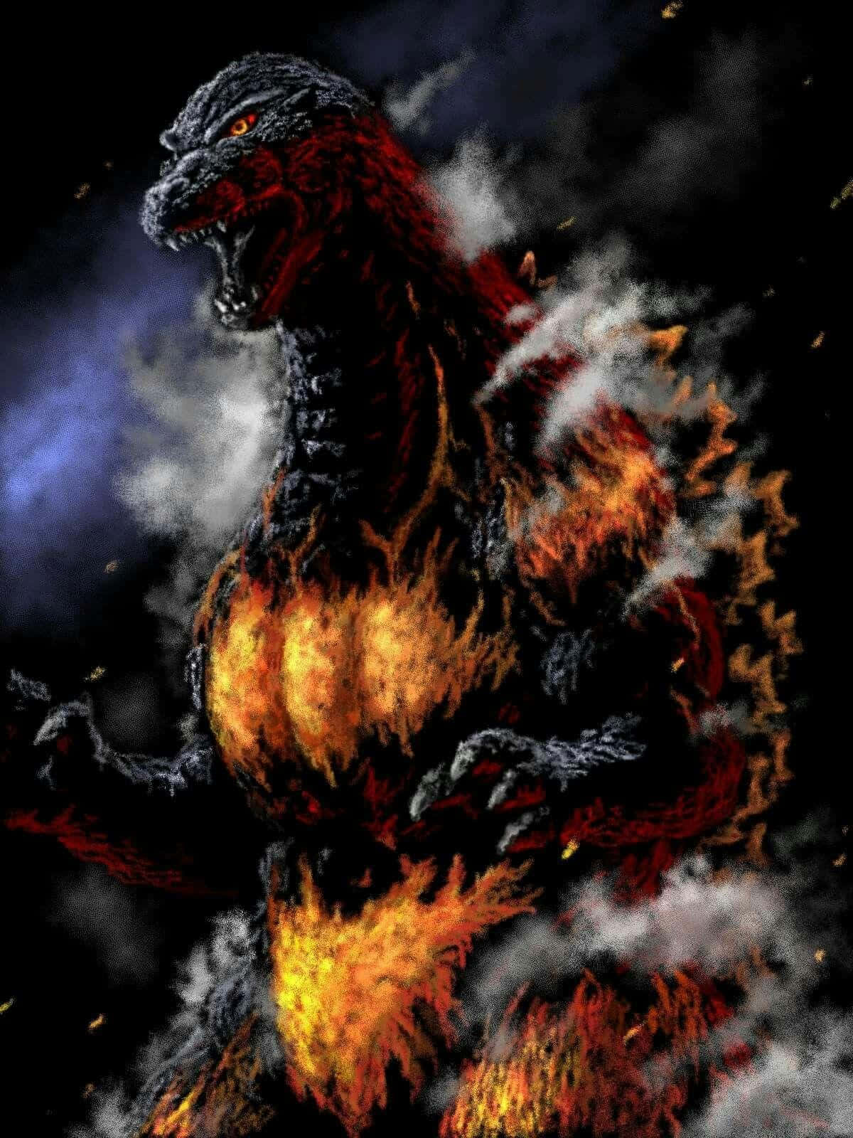 Ferocious Burning Godzilla Unleashed Wallpaper