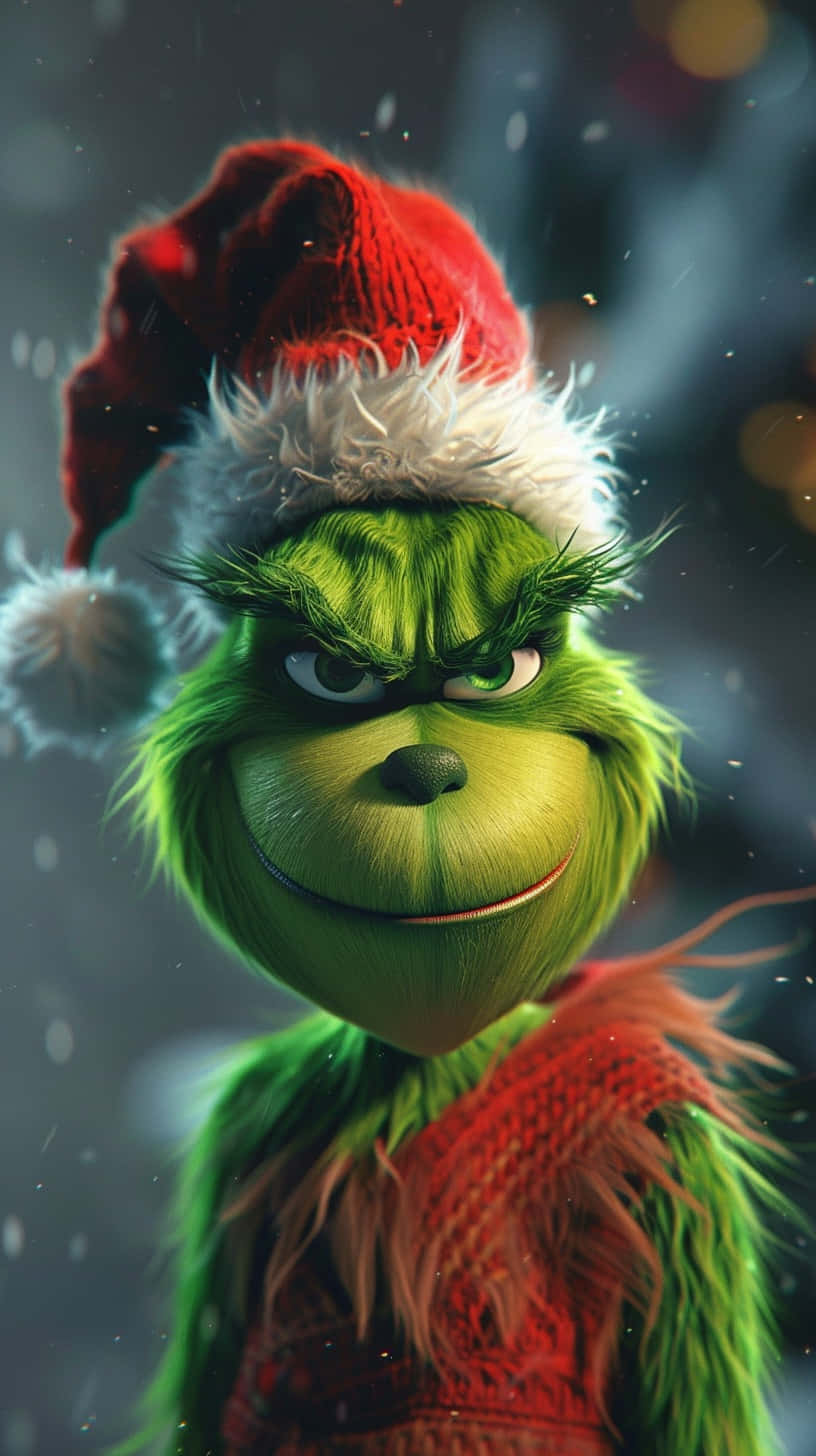 Festive Grinch Smirk Wallpaper