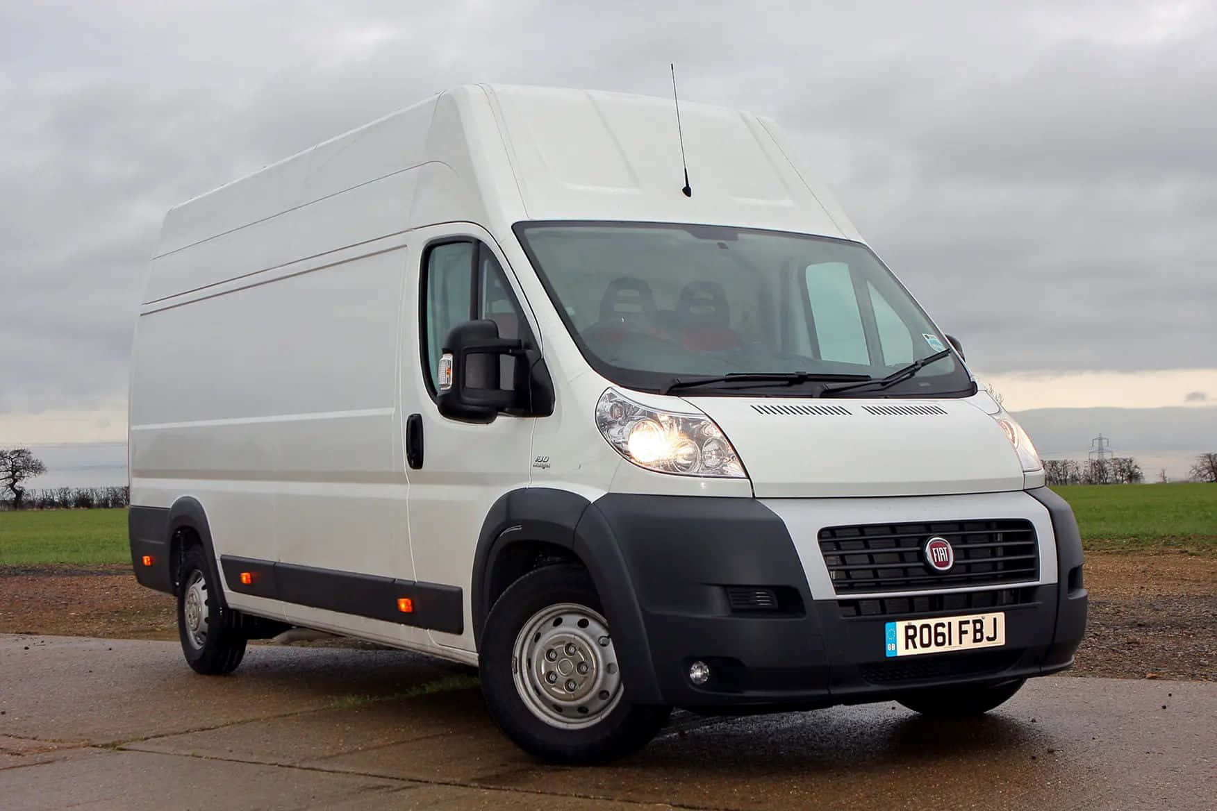 Fiat Ducato White Van Parked Outdoors Wallpaper