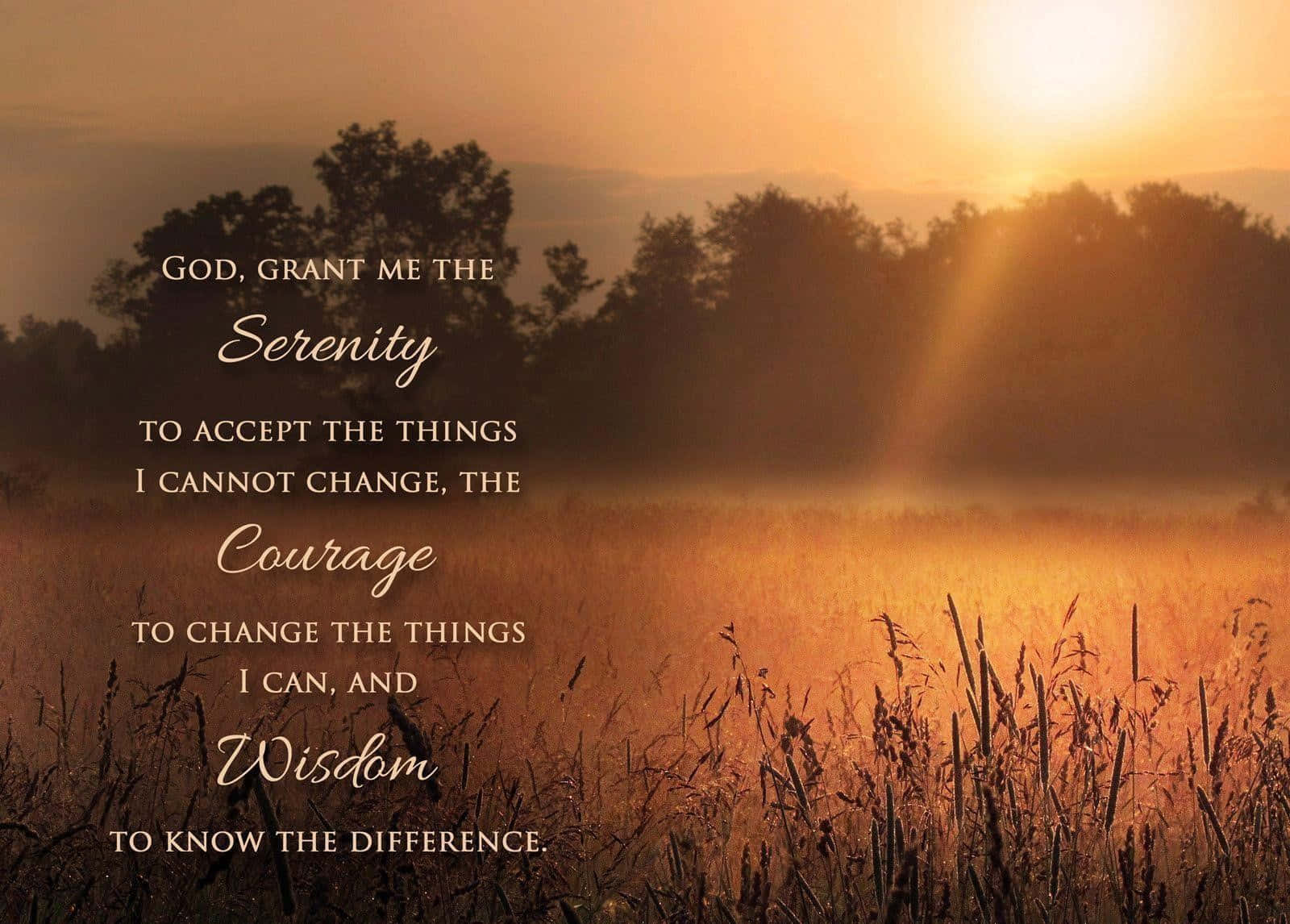 Field With Trees Serenity Prayer Wallpaper