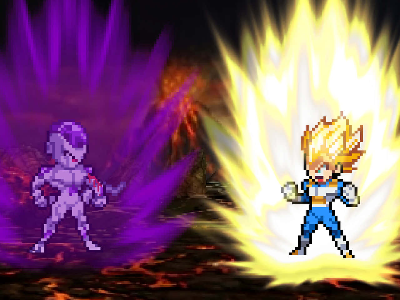 Fierce Face-off: Vegeta And Frieza In Intense Stare-down Wallpaper