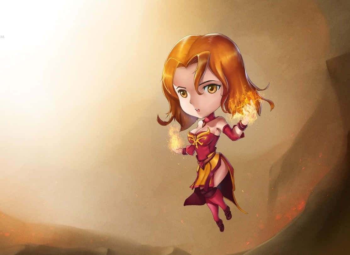 Fierce Lina In Action Unleashing Her Fiery Powers In Dota 2 Wallpaper