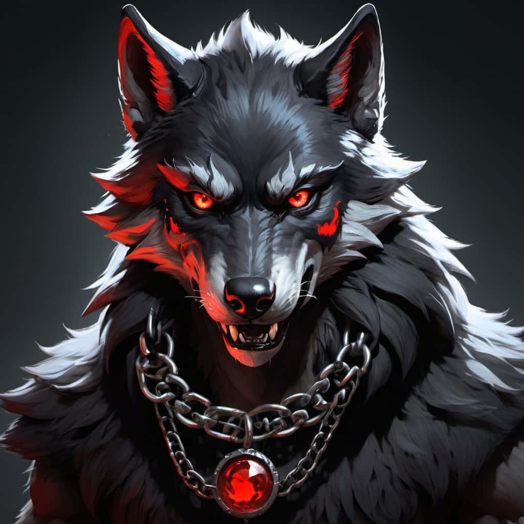 Fierce Red Eyed Black Wolf Wallpaper