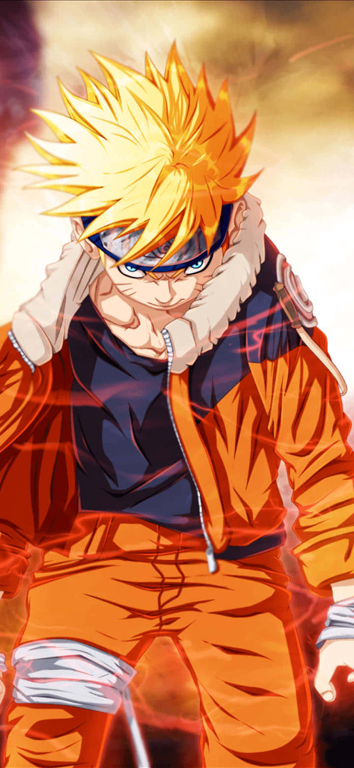 Fierce Uzumaki Naruto In Action - Orange Anime Scene Wallpaper