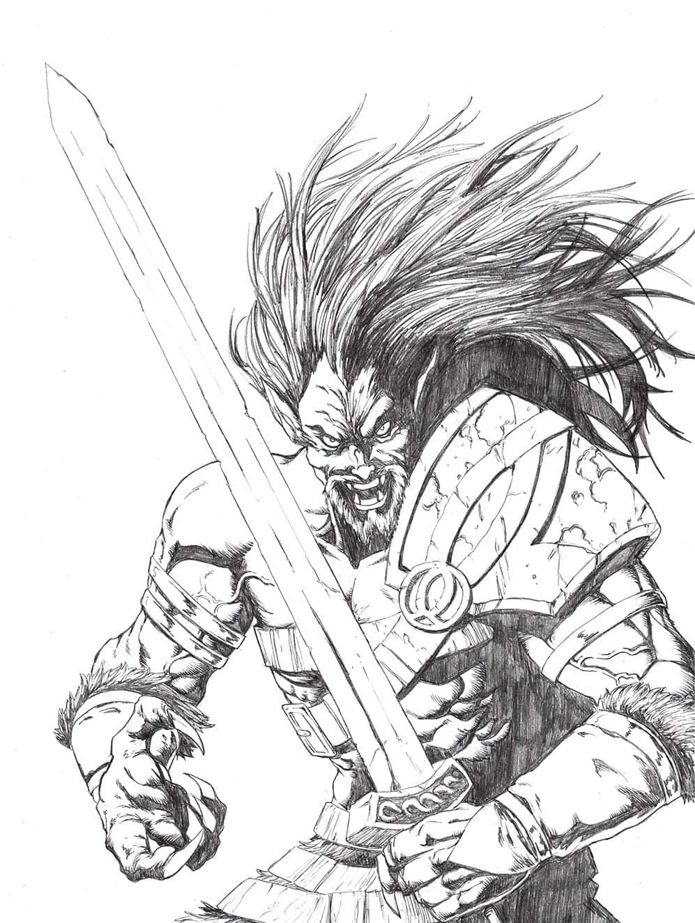 Fierce_ Warrior_ Sketch_ Art Wallpaper