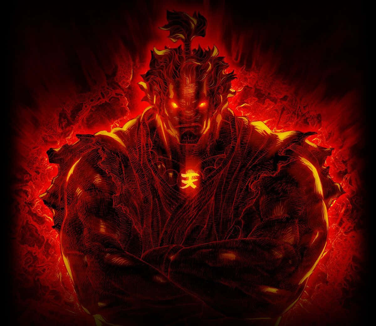 Fiery Akuma Street Fighter Art Wallpaper