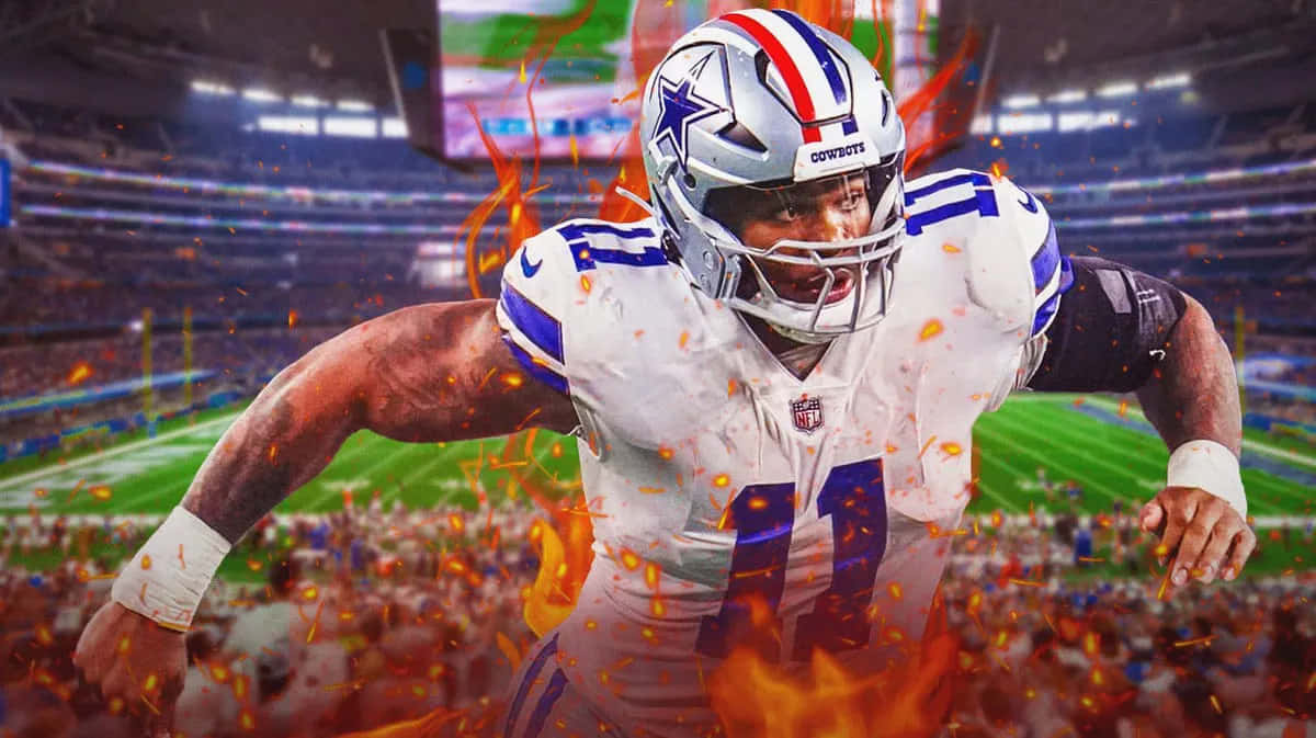 Fiery Dallas Cowboys Player Charging Forward Wallpaper