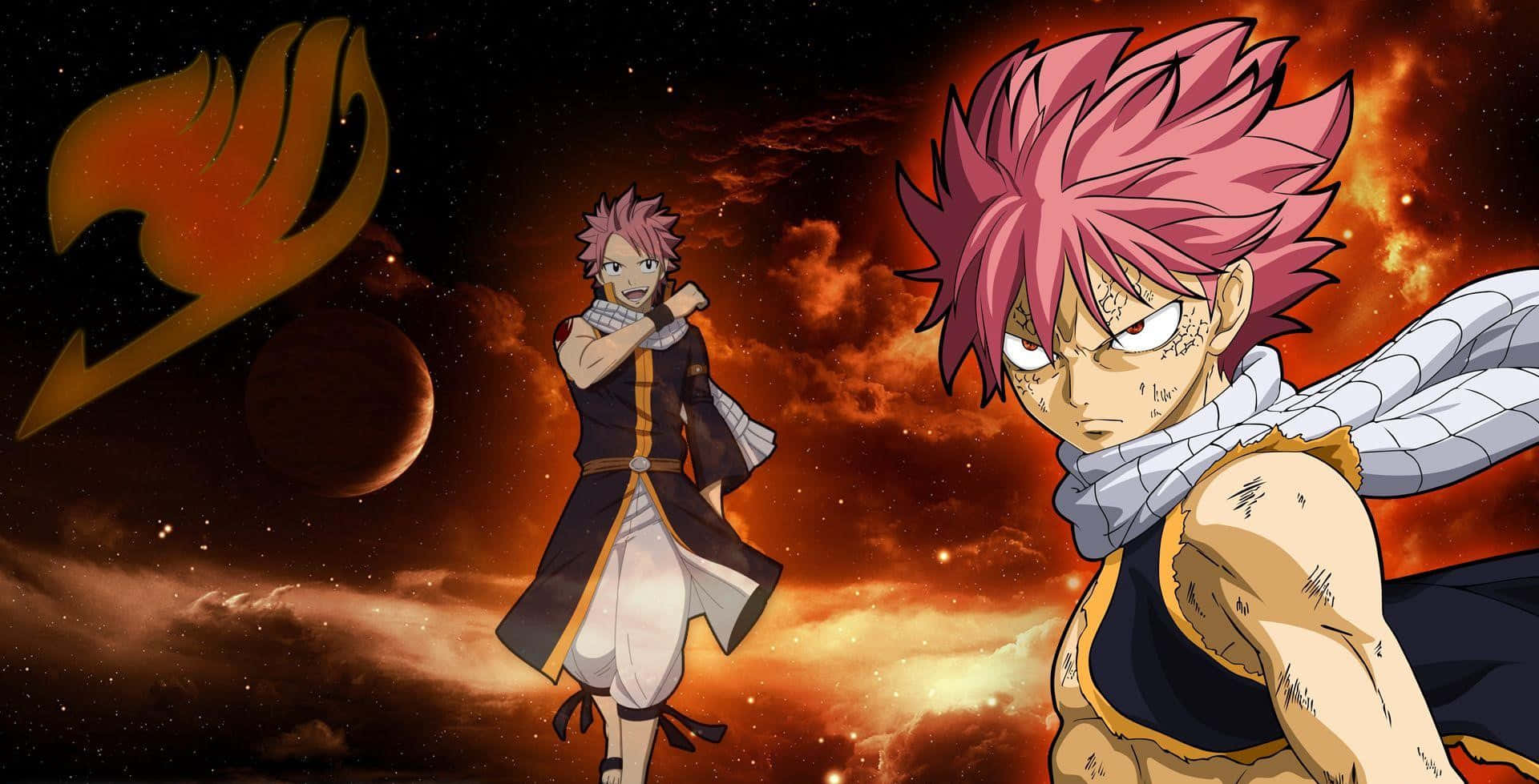 Fiery Natsu Dragneel In Action Wallpaper