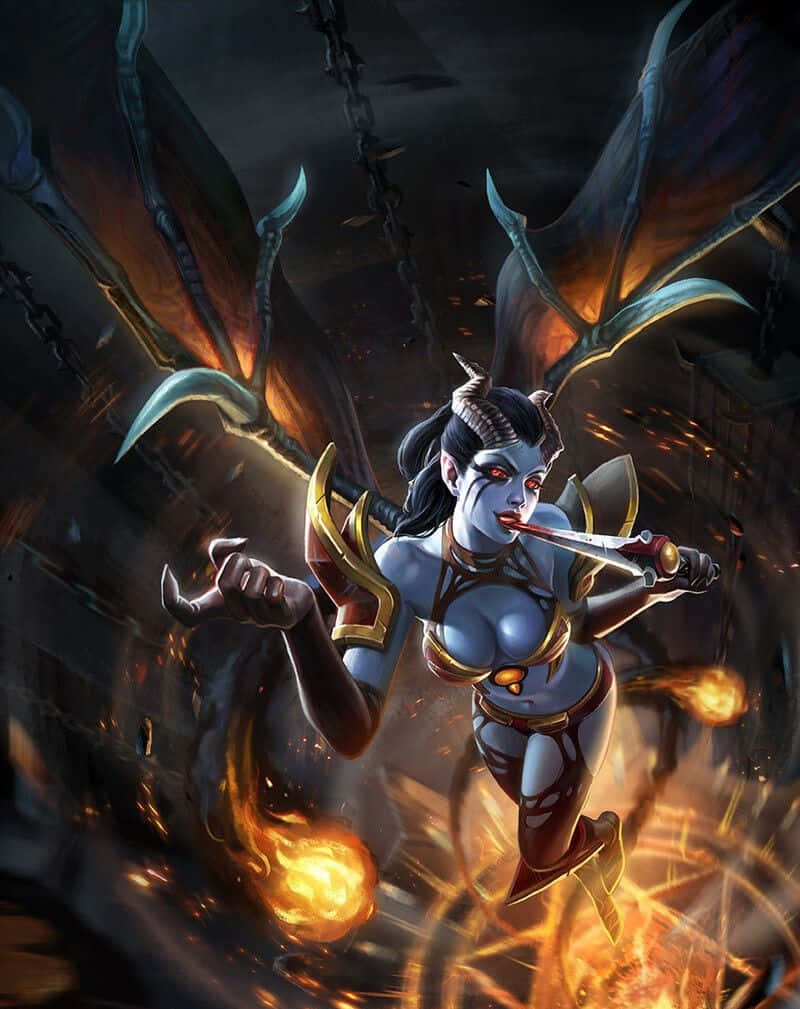 Fiery Queen Of Pain Unleashes Power Wallpaper