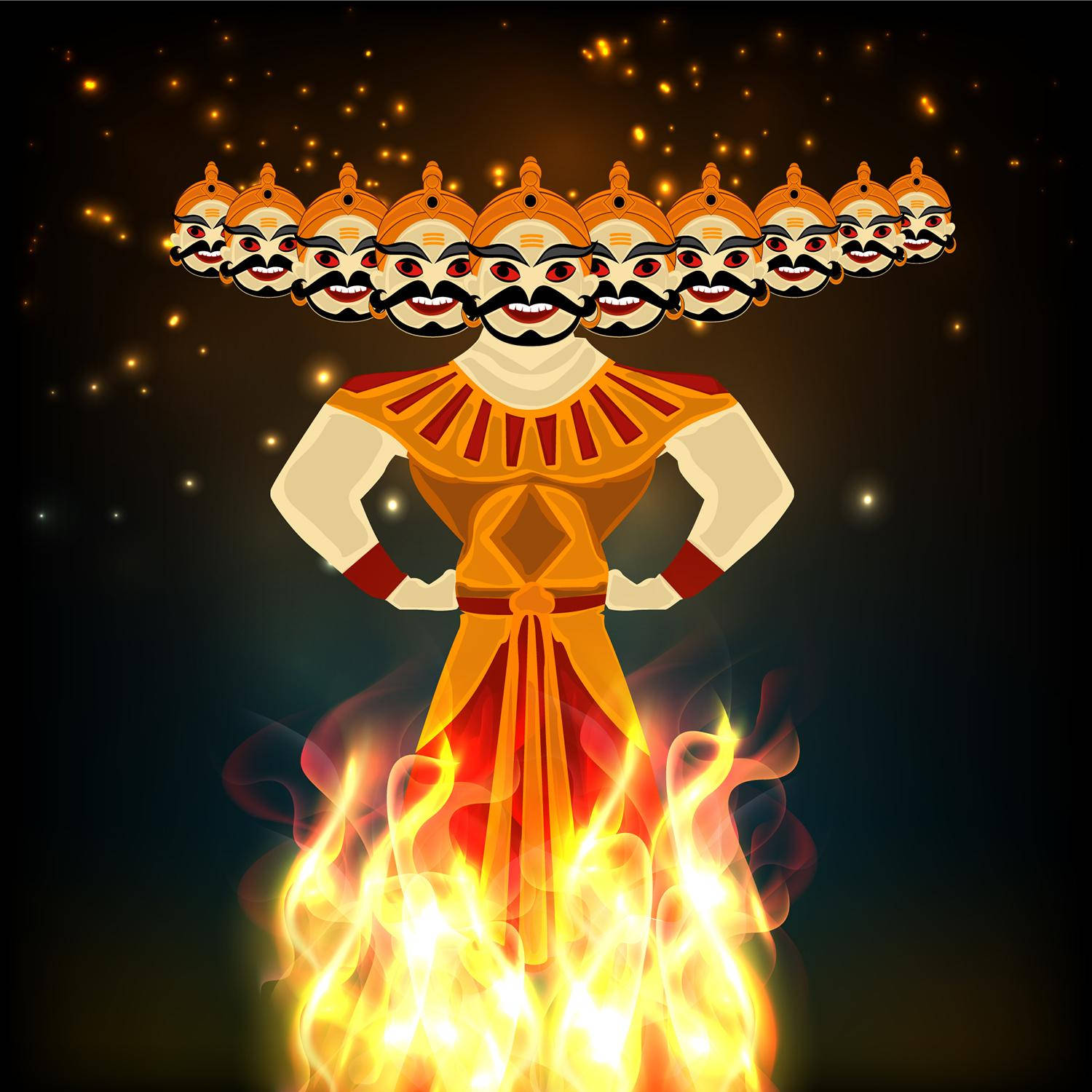 Fiery Ravana Dussehra Concept Wallpaper