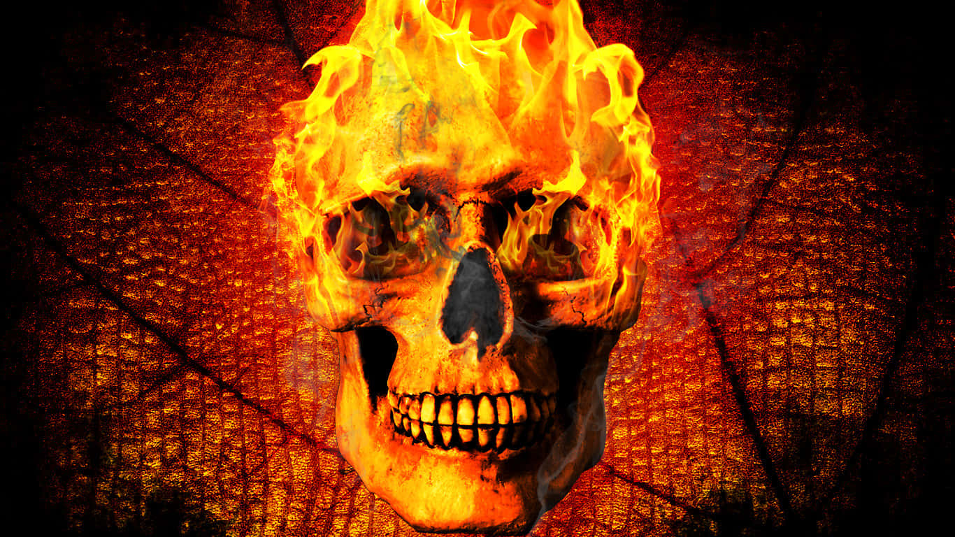 Fiery Red Skull Of Pure Energy Wallpaper