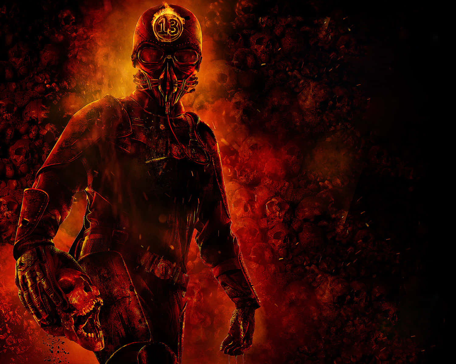 Fiery Skull Pilot Artwork Wallpaper