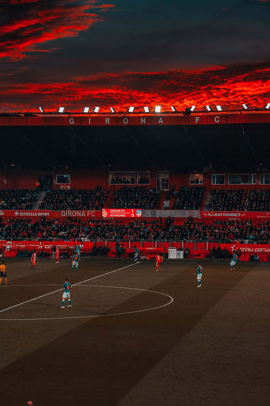 Fiery Sky Girona F C Match Wallpaper