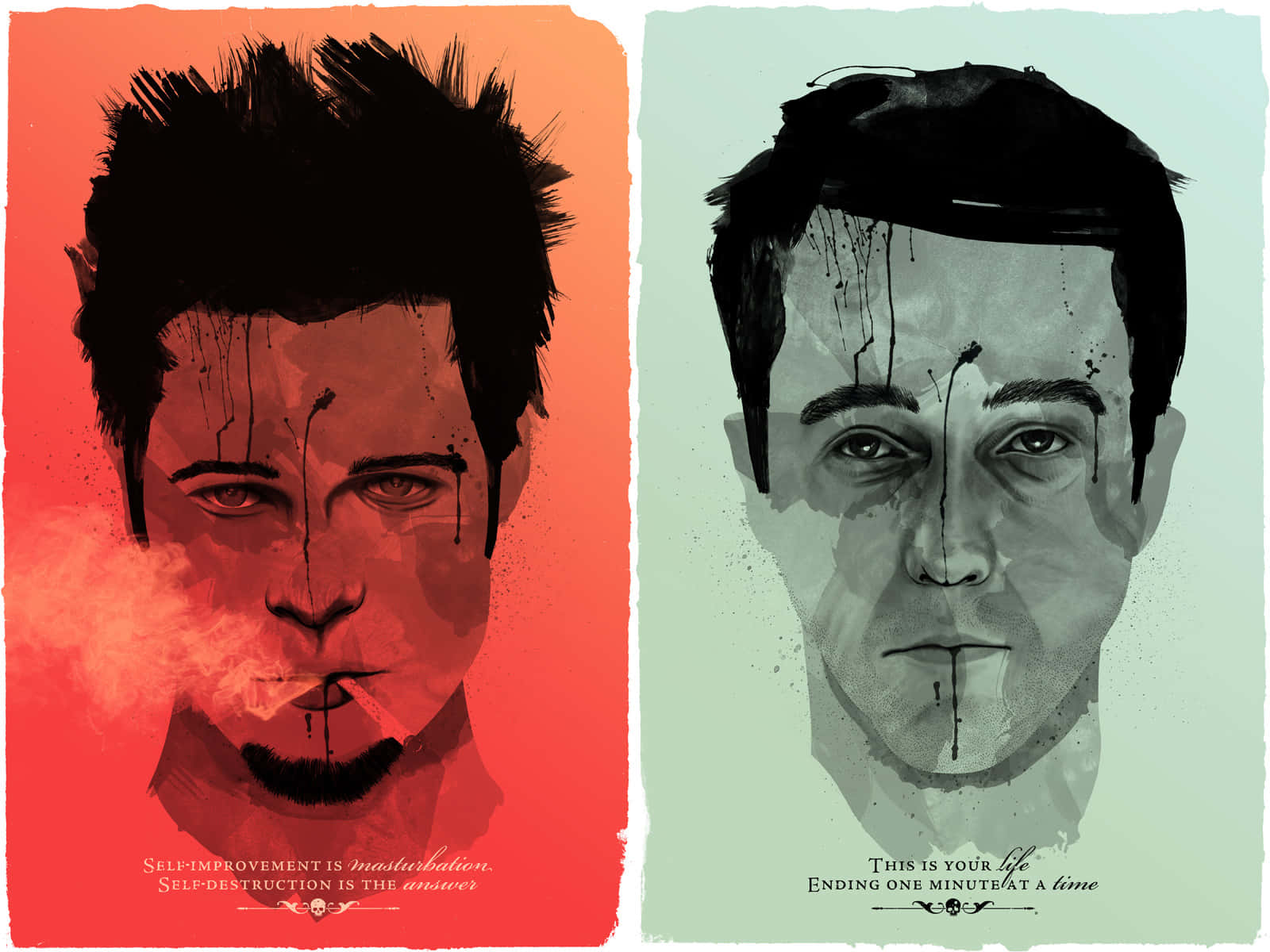 Fight Club Dual Faces Artwork Wallpaper